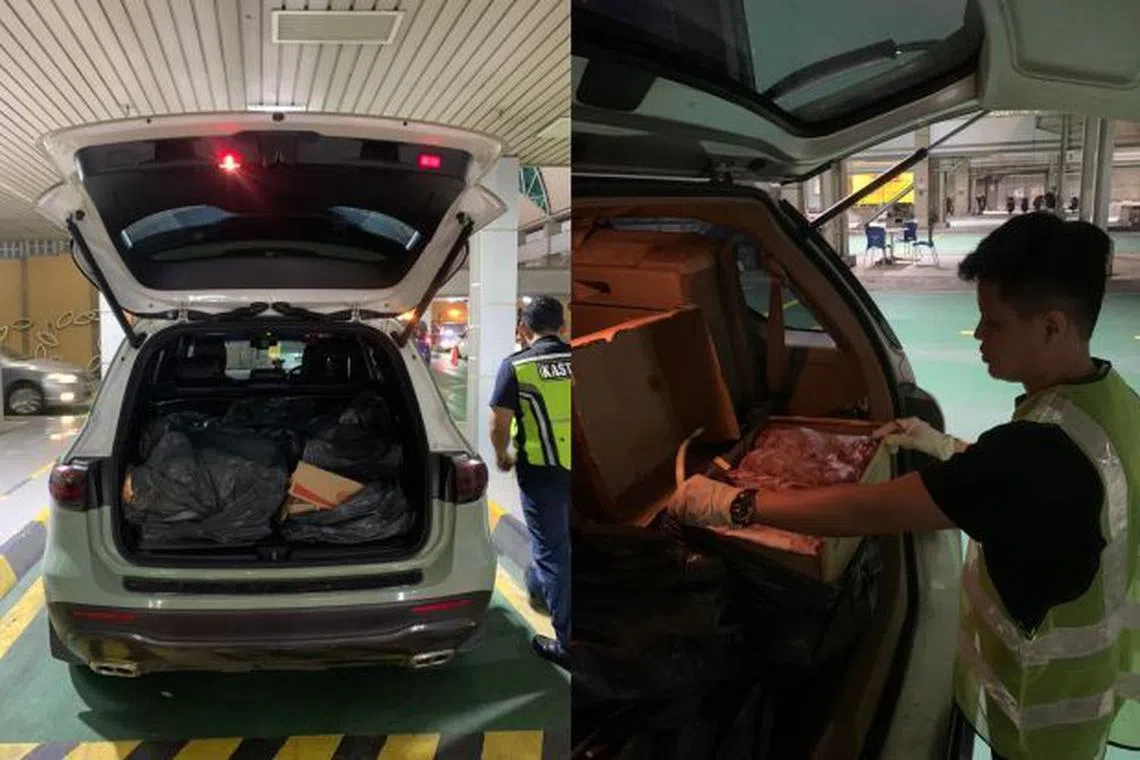 The boxes were found in the boot of the car and were covered under black plastic bags.