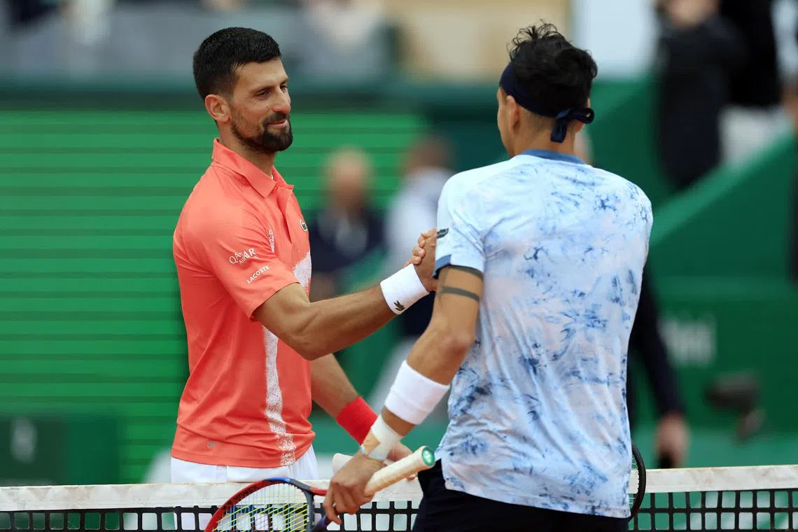 Serbia's Novak Djokovic (left) went into the tournament hampered by an eye infection, and lost 6-3, 6-4 to Chilean Alejandro Tabilo.