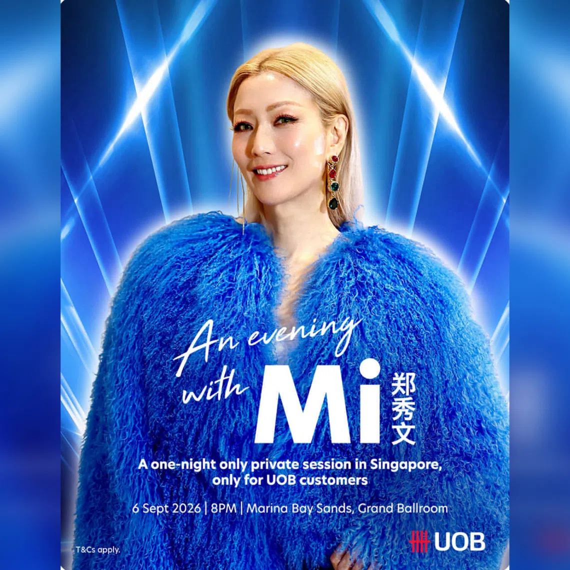 The poster for Hong Kong singer Sammi Cheng’s private session on Sept 6, at the Sands Grand Ballroom at Marina Bay Sands.