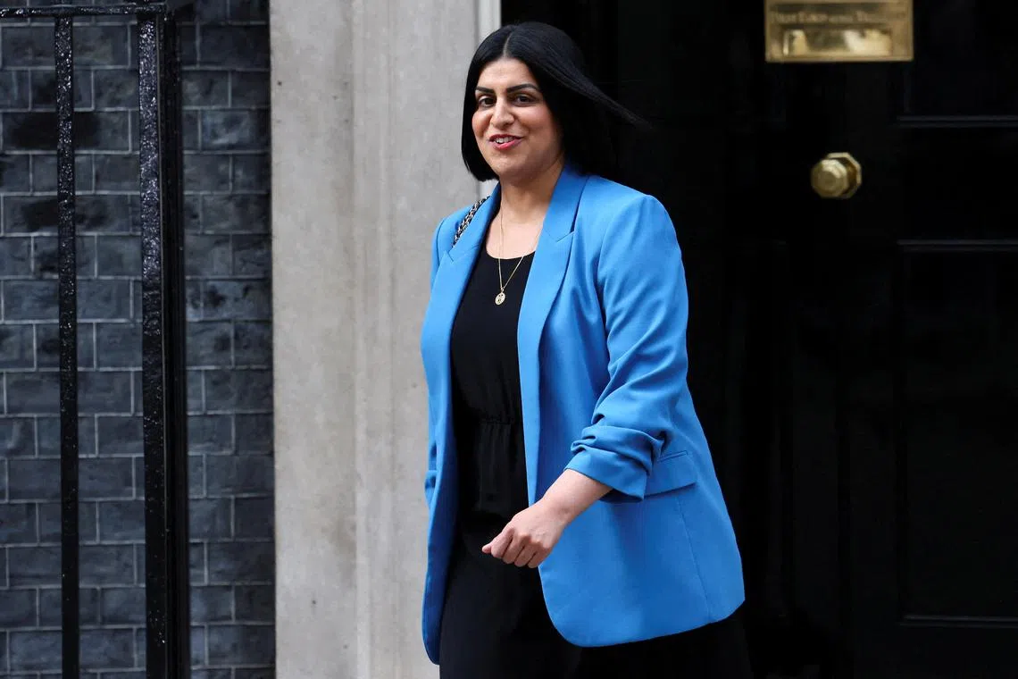 FILE PHOTO: MP Shabana Mahmood who has been appointed to the role of Home Secretary leaves 10 Downing Street, during a reshuffle by the British government following the resignation of Deputy Prime Minister Angela Rayner in London, Britain, September 5, 2025. REUTERS/Jack Taylor/File Photo