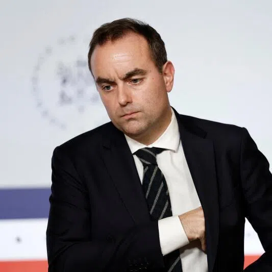 French Prime Minister Sebastien Lecornu reacts at a media briefing at the Elysee Palace in Paris, France, on Jan 19, 2026.