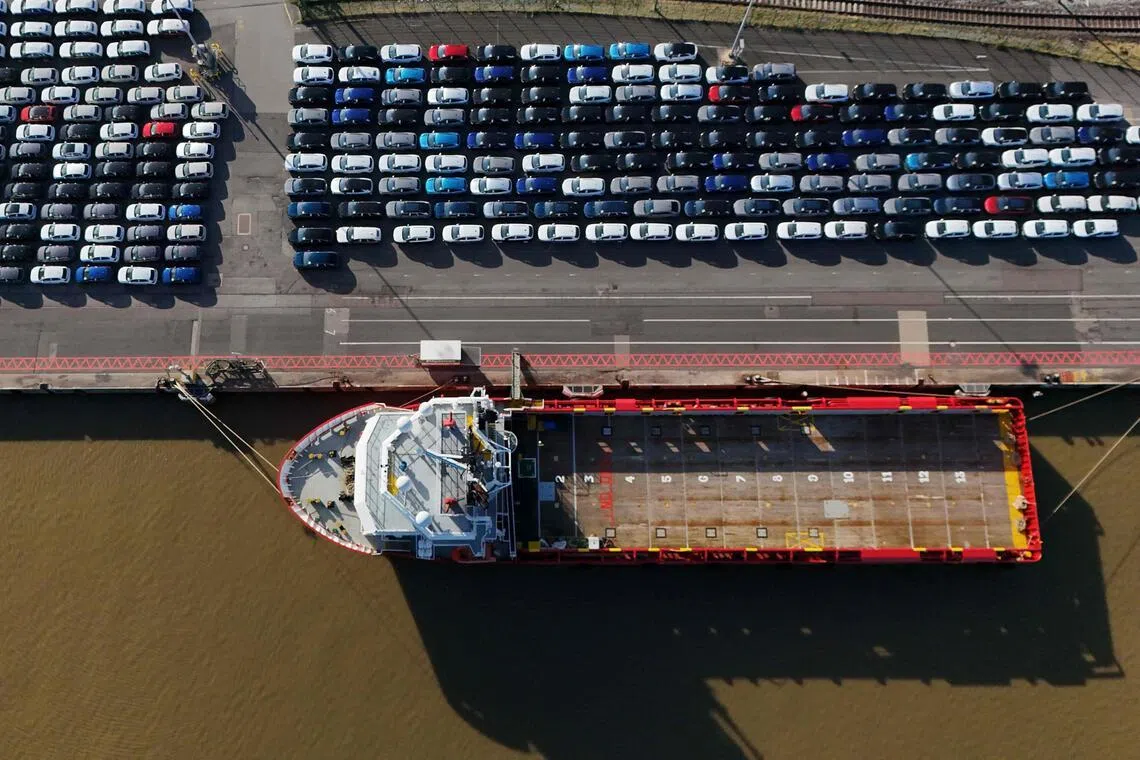 New cars of the Volkswagen group being prepped for shipping in Emden, Germany, on April 23.