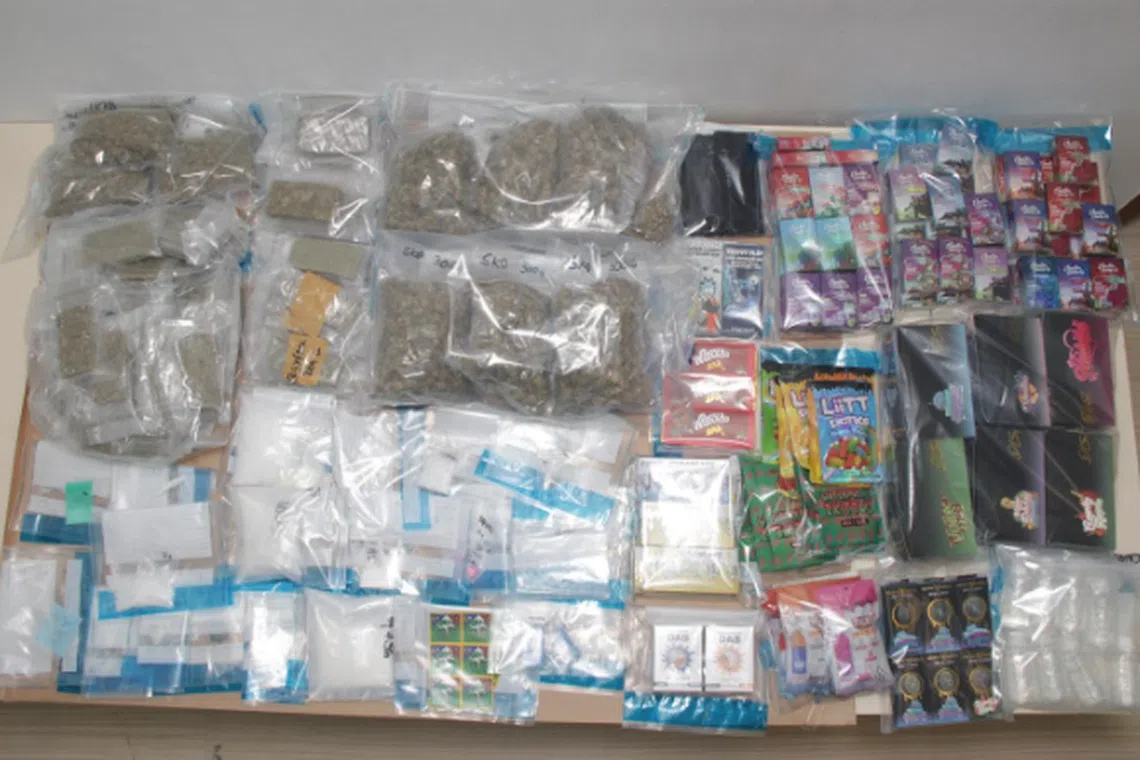The drugs seized in the CNB operation carried out near Kaki Bukit Road 3 on March 4.
