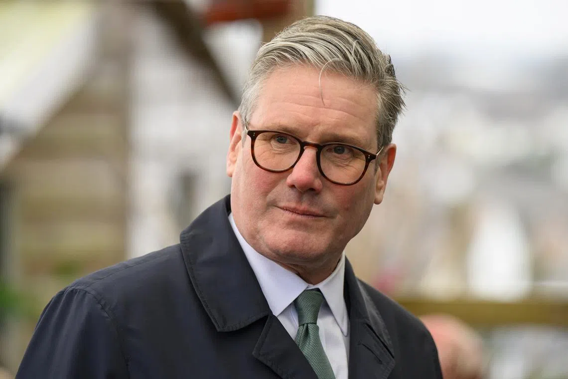 FILE PHOTO: British Prime Minister Keir Starmer visits Newquay Orchard on February 10, 2025 in Newquay, Britain. Leon Neal/Pool via REUTERS/File Photo