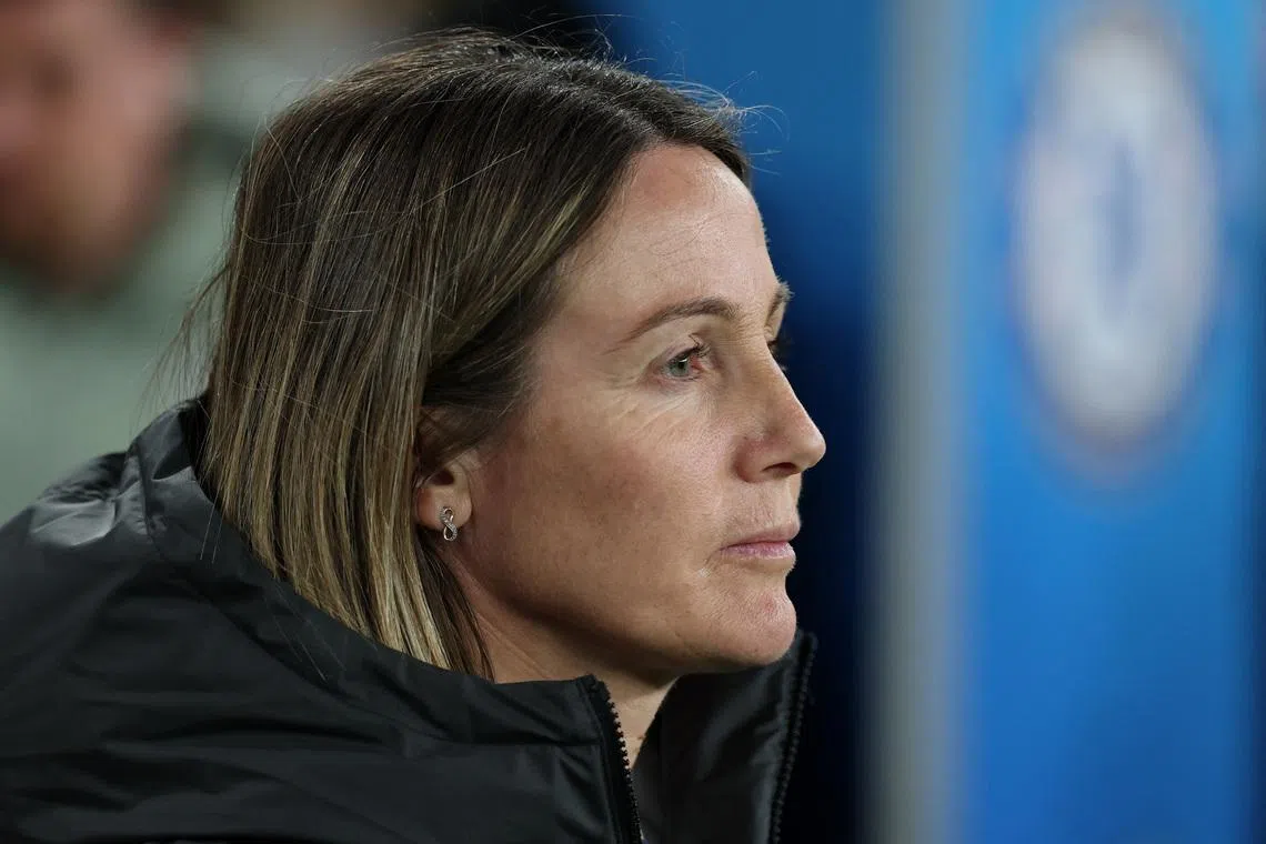 FILE PHOTO: Soccer Football - UEFA Women's Champions League - Quarter Finals - First Leg - Arsenal v Chelsea - Emirates Stadium, London, Britain - March 24, 2026 Chelsea manager Sonia Bompastor before the match Action Images via Reuters/Paul Childs/ File Photo
