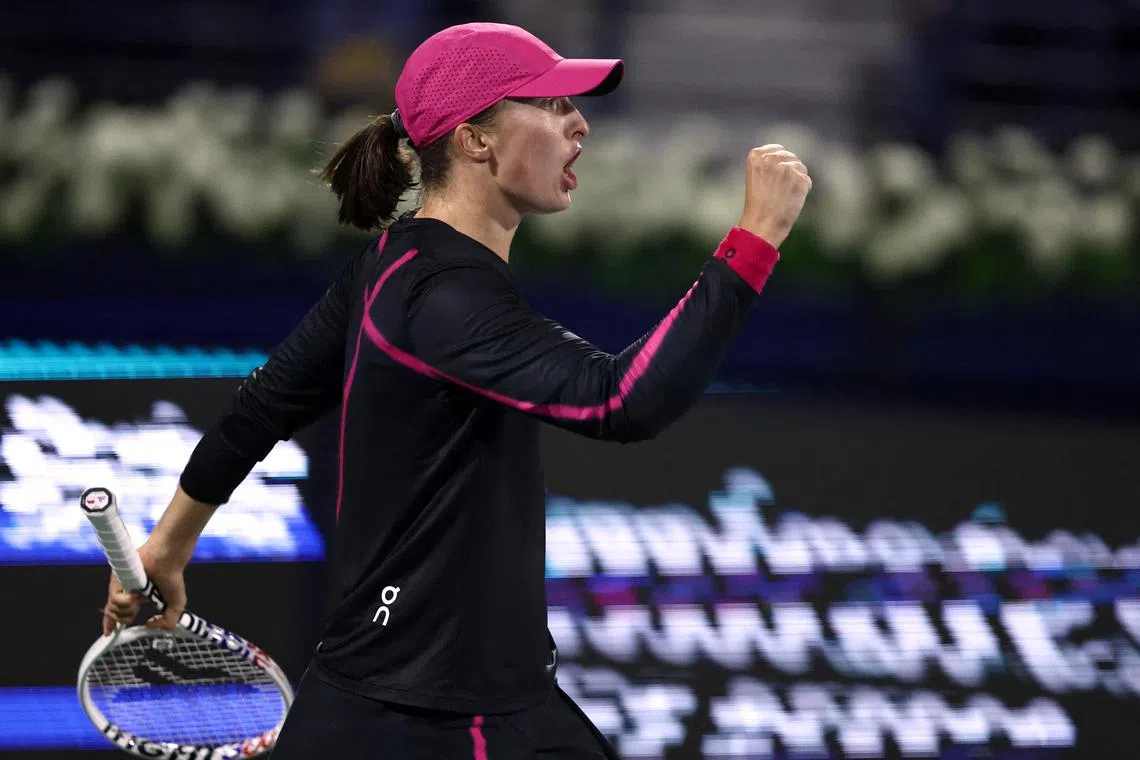 Poland's Iga Swiatek reacts during her round of 16 match against Ukraine's Elina Svitolina REUTERS/Amr Alfiky