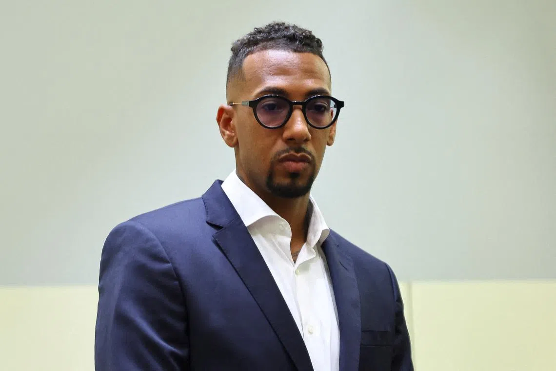 Former Bayern Munich central defender Jerome Boateng stands on the day of the verdict in his trial for bodily harm at a regional court in Munich, Germany, July 19, 2024. REUTERS/Leonhard Simon