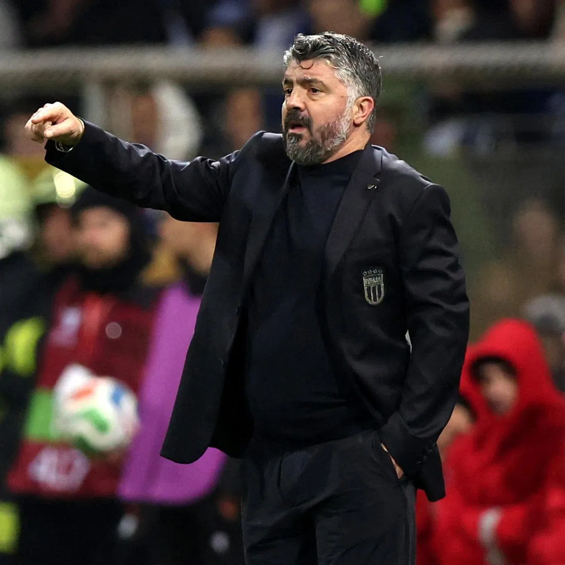 Soccer Football - FIFA World Cup - UEFA Qualifiers - Finals - Bosnia and Herzegovina v Italy - Bilino Polje Stadium, Zenica, Bosnia and Herzegovina - March 31, 2026 Italy coach Gennaro Gattuso REUTERS/Amel Emric