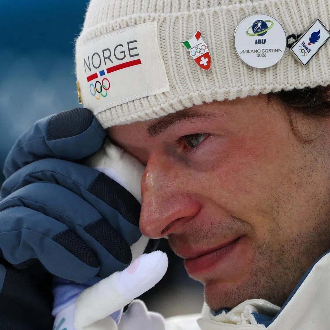 Bronze medallist Sturla Holm Laegreid of Norway after finishing third in the men's 20km Iindividual biathlon at Anterselva Biathlon Arena in South Tyrol, Italy, on Feb 10, 2026.