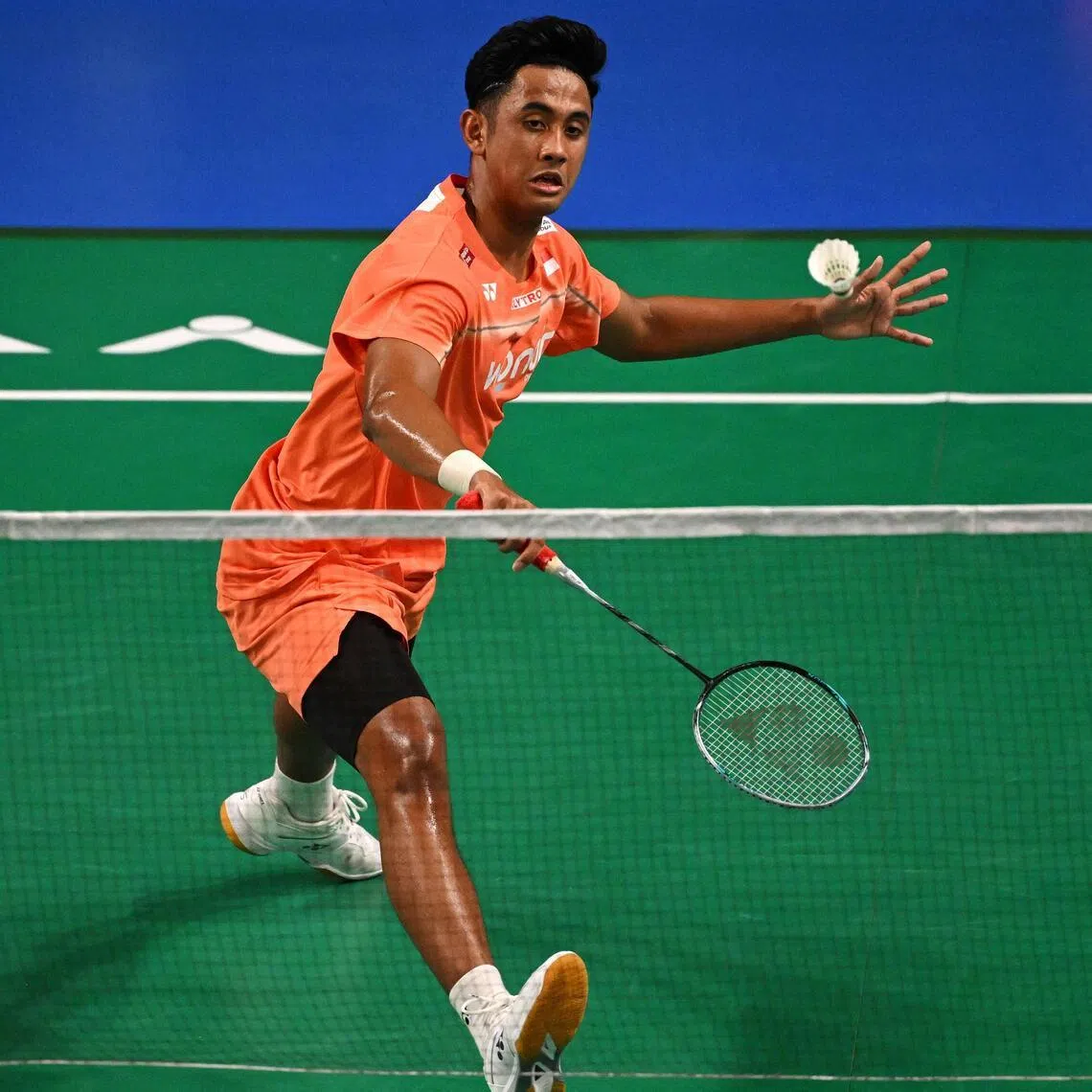 Indonesia'a Alwi Farhan en route to beating Hong Kong's Jason Gunawan in the Australian Open men's singles semi-finals on June 13.