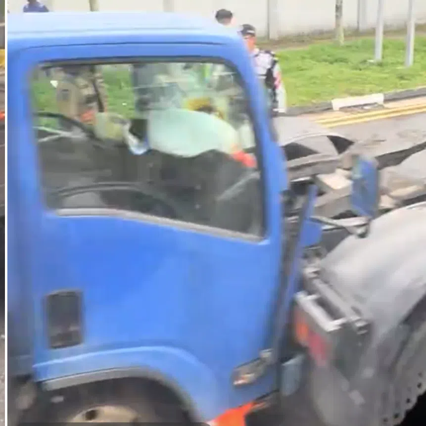 In a video of the accident shared on TikTok, a white minibus with a shattered side window and windscreen is seen stopped behind a lorry with a damaged back, glass shards and debris strewn between the two vehicles.