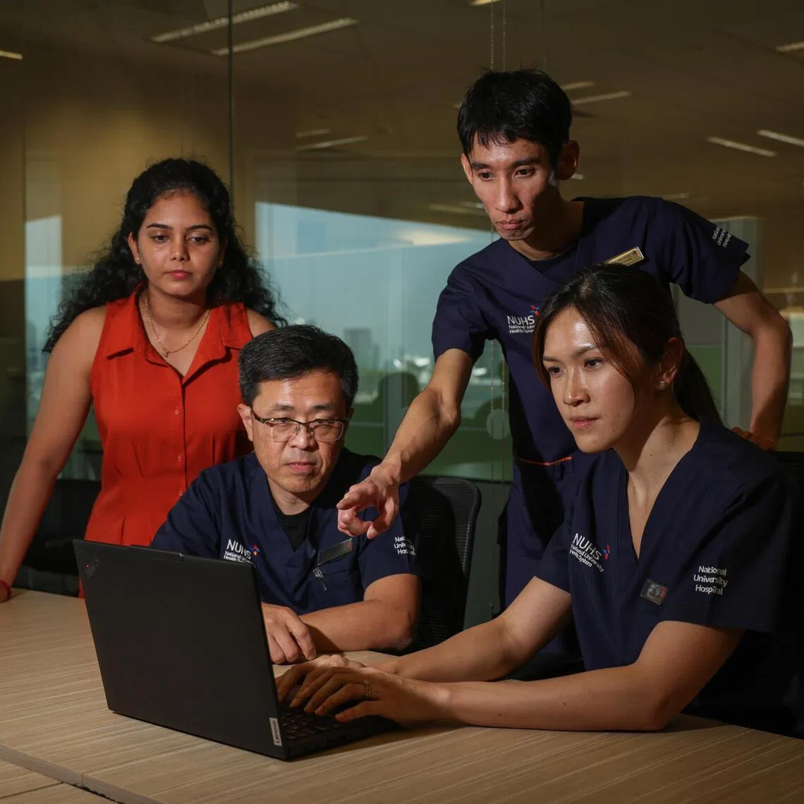 The team of medical "investigators": (from left) Portraits of Ms Shreya S Shetty, Case Management Officer, Division of Genetics and Metabolism, Department of Paediatrics, Khoo Teck Puat – National University Children's Medical Institute (KTP-NUCMI), National University Hospital (NUH); Adjunct Associate Professor Chan Yee Cheun, Senior Consultant, Division of Neurology, Department of Medicine, NUH; Dr Lau Kin Mun, Senior Resident, Division of Neurology, Department of Medicine, NUH; and Adjunct Associate Professor Chin Hui-Lin, Senior Consultant, Division of Genetics and Metabolism, Department of Paediatrics, KTP-NUCMI, NUH.