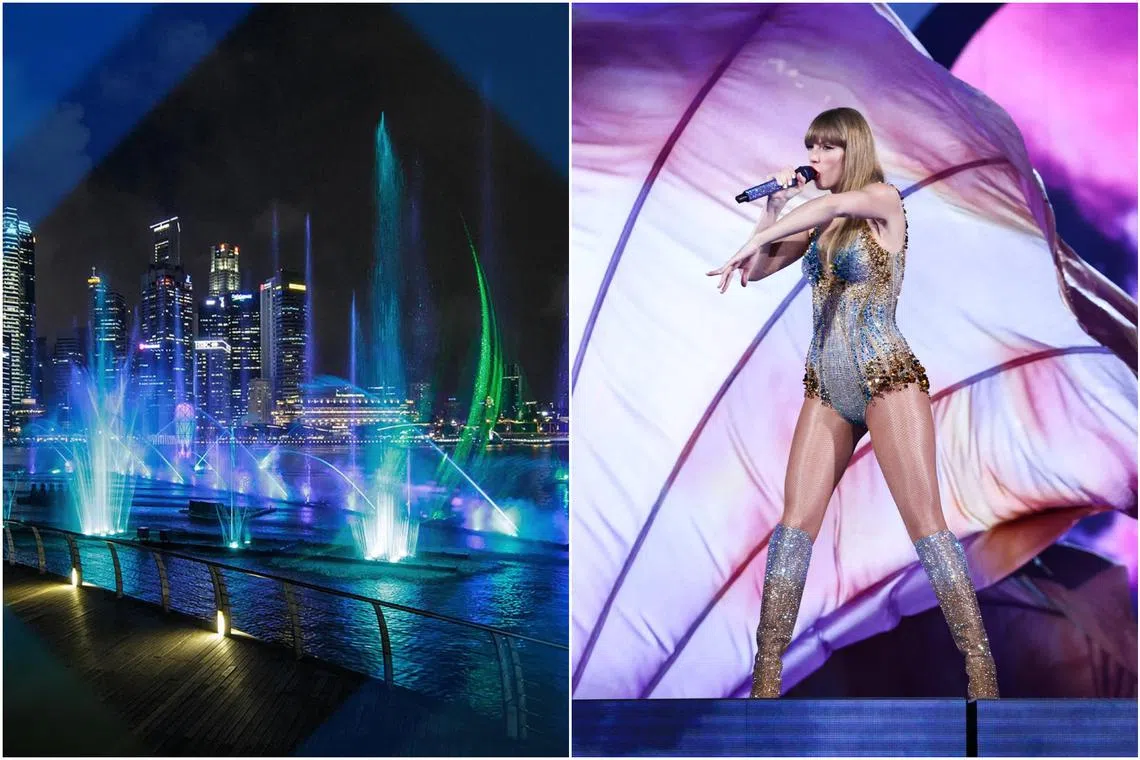Marina Bay Sands' facade will be lit up in pastel hues of Taylor Swift’s Eras Tour concert colours from Feb 28.