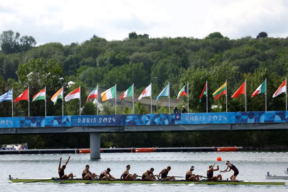 The British team during the men’s eight final at the 2024 Paris Olympics.