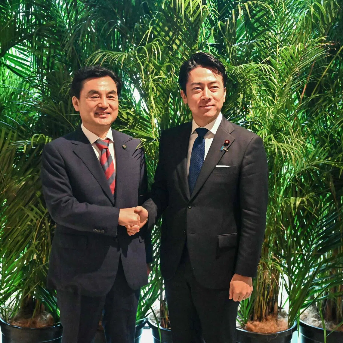 South Korean Defence Minister Ahn Gyu Back (left) and Japanese Defence Minister Shinjiro Koizumi at the Shangri-La Dialogue in Singapore on May 29.