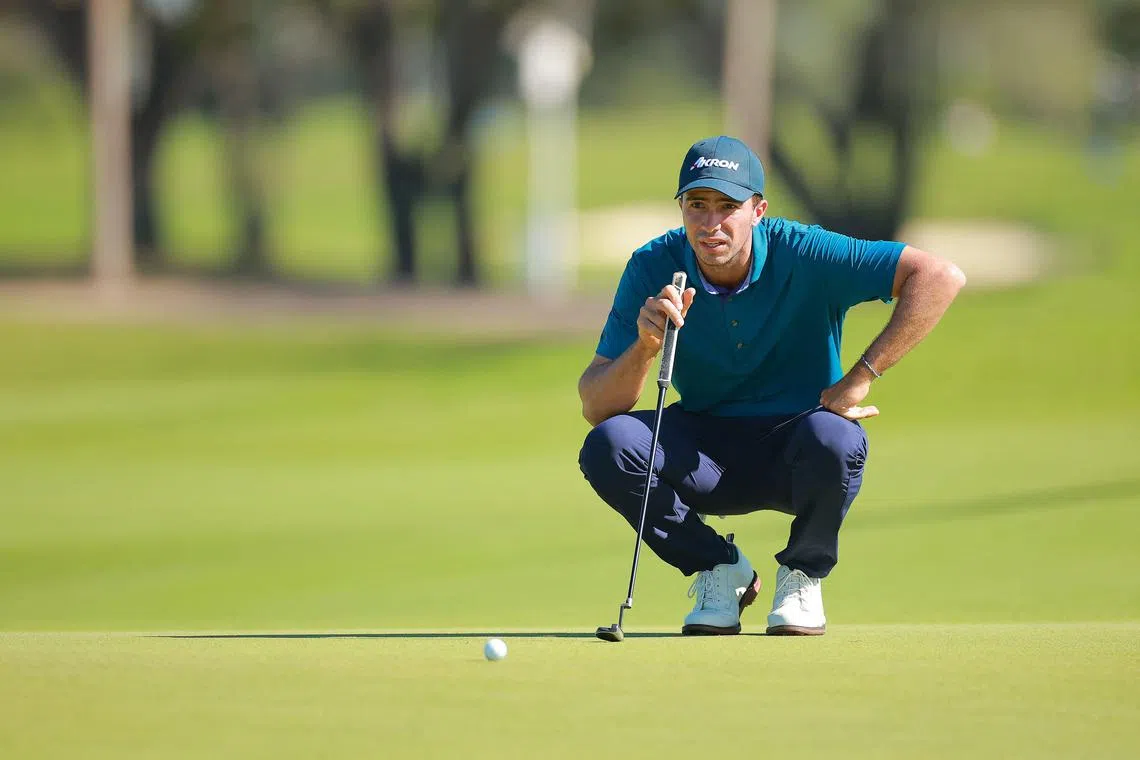 Alvaro Ortiz of Mexico putts on the 14th green during the second round of the Mexico Open.