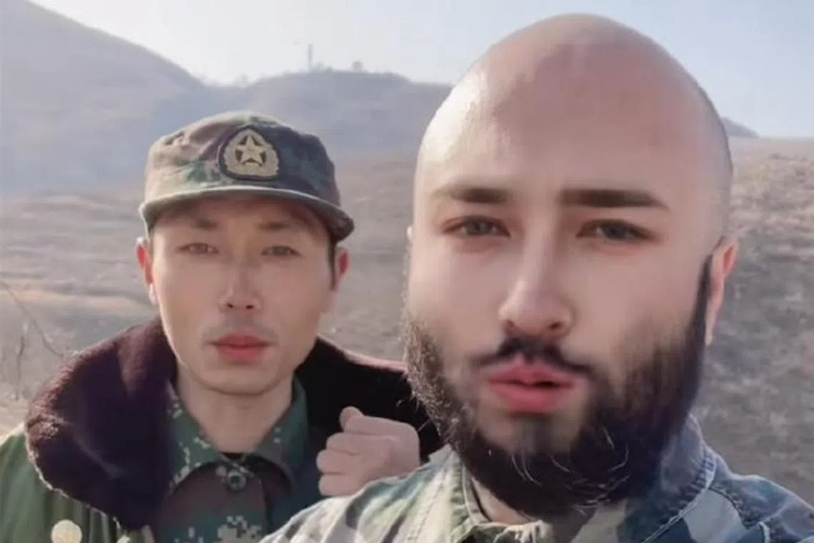 The influencer's (right) face would regularly become distorted in his videos, a telltale sign he was using deepfake AI technology.