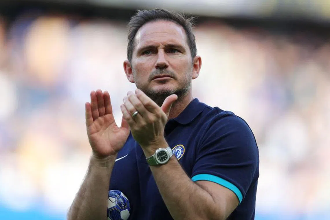 FILE PHOTO:Soccer Football - Premier League - Chelsea v Newcastle United - Stamford Bridge, London, Britain - May 28, 2023 Chelsea manager Frank Lampard applauds fans during the lap of appreciation after the match REUTERS/Chris Radburn/File Photo