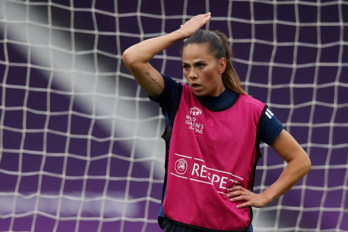 Former Lyon star Sara Bjork Gunnarsdottir seen here during training with the French club in 2020. 