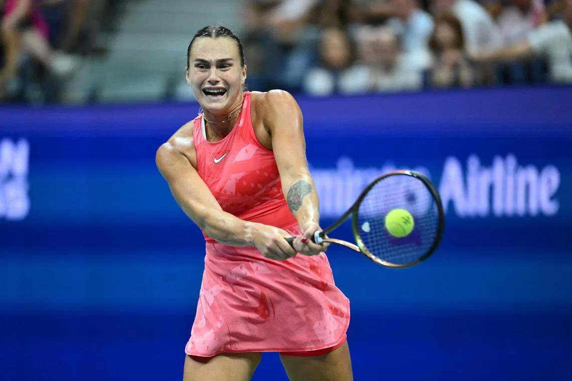 Belarus' Aryna Sabalenka during the US Open final against American Coco Gauff.