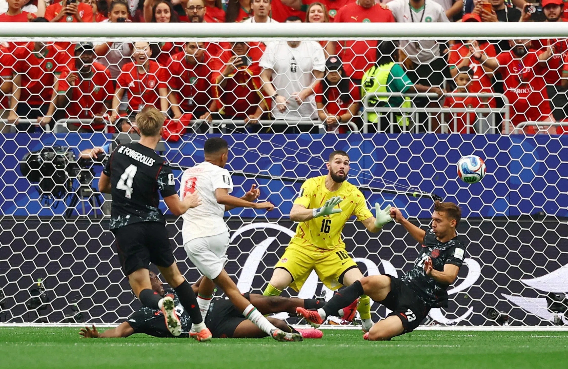 Soccer Football - FIFA World Cup 2026 - Round of 16 - Canada v Morocco - Houston Stadium, Houston, Texas, U.S. - July 4, 2026
Morocco's Azzedine Ounahi scores their second goal REUTERS/Kai Pfaffenbach