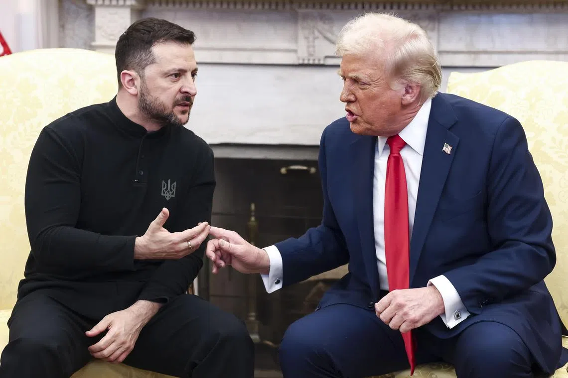 Ukraine's President Volodymyr Zelensky and US President Donald Trump figured in a heated exchange during a meeting at the White House on Feb 28.