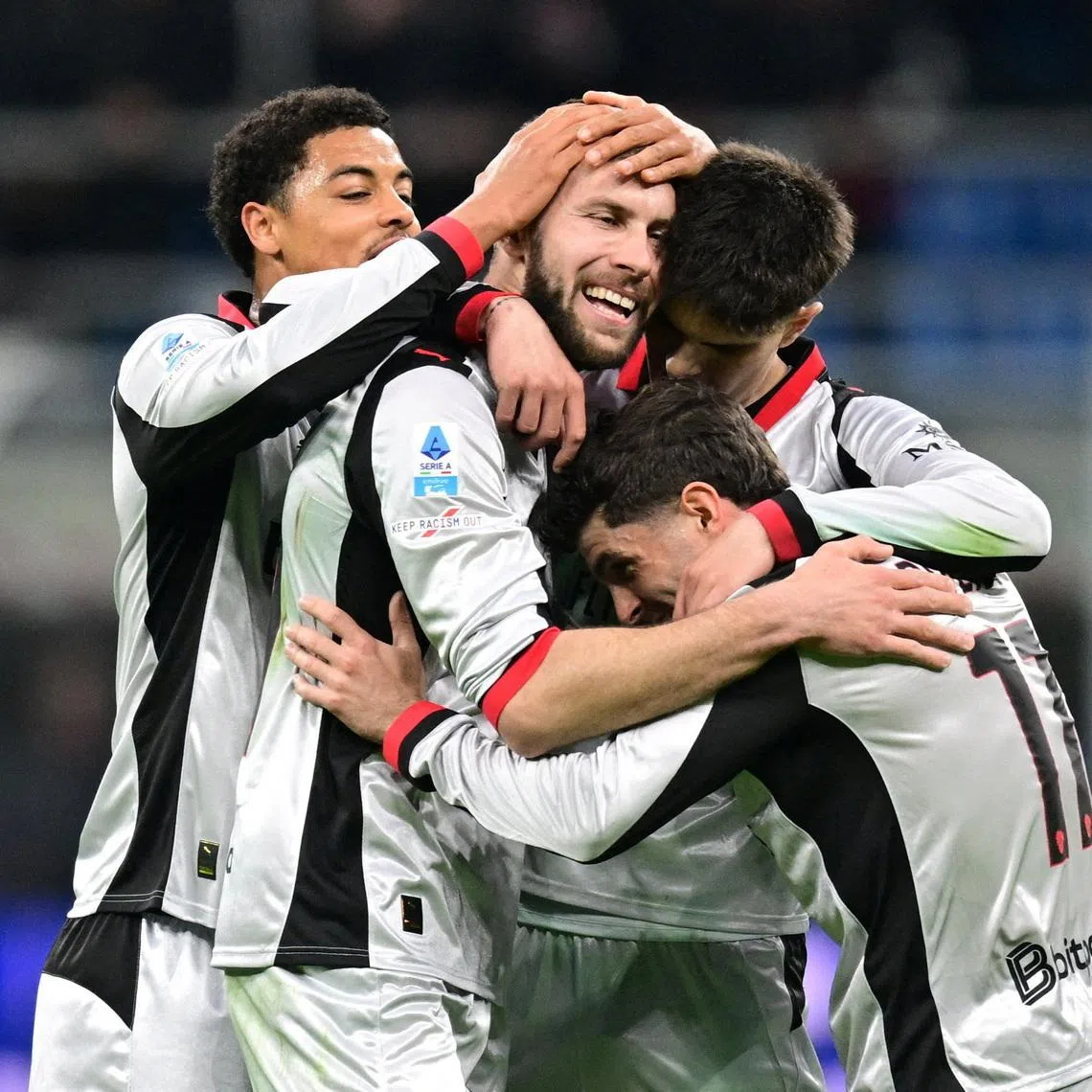 FILE PHOTO: Soccer Football - Serie A - AC Milan v Torino - San Siro, Milan, Italy - March 21, 2026 AC Milan's Strahinja Pavlovic celebrates scoring their first goal with teammates REUTERS/Daniele Mascolo/FIle Photo