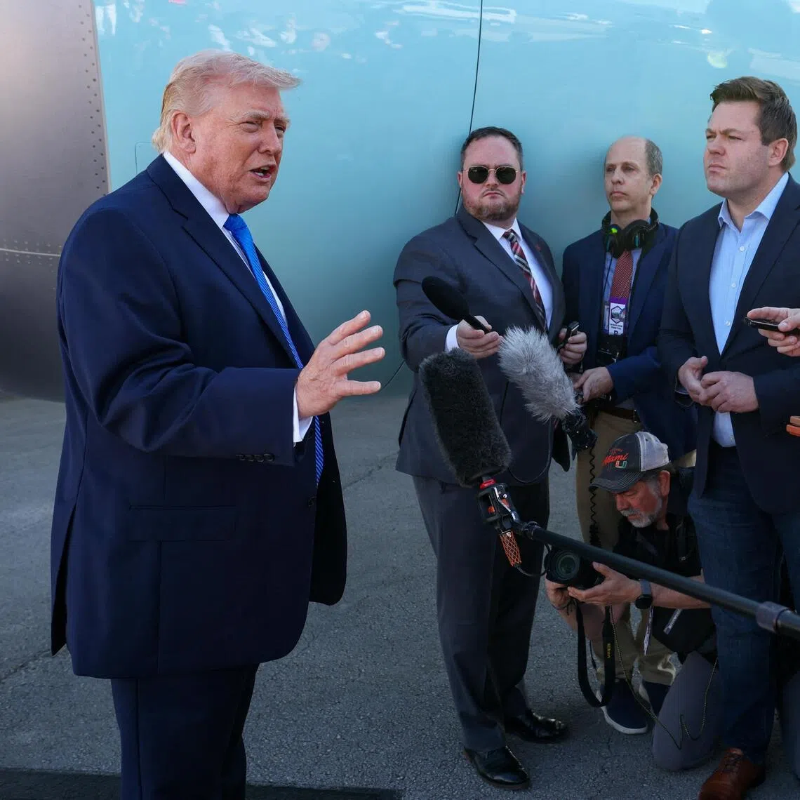 US President Donald Trump speaking to the media in Florida on March 23. 