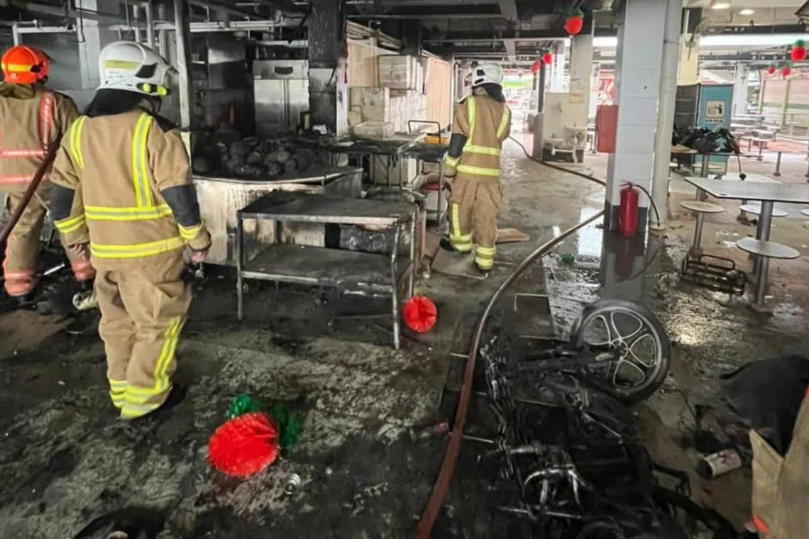 The fire involved a power-assisted bicycle parked near a market stall at the ground floor and was extinguished by firefighters from the Central Fire Station.