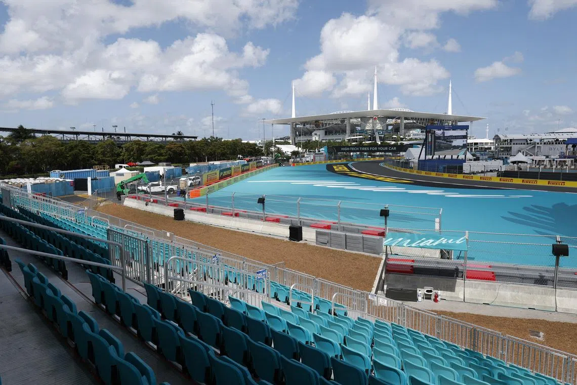 Formula One F1 - Miami Grand Prix - Miami International Autodrome, Miami, Florida, United States - May 1, 2025  General view of the track ahead of the Miami Grand Prix REUTERS/Marco Bello