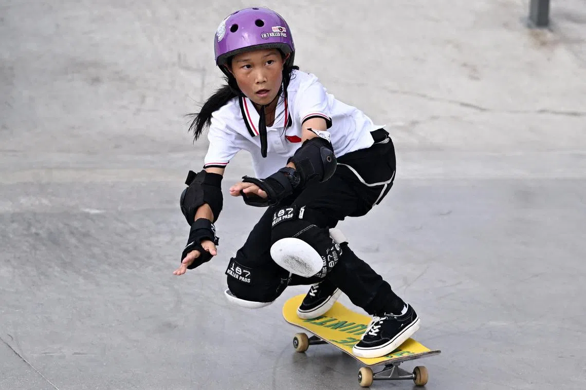 China's Cui Chenxi won the women's street skateboarding event at the Asian Games with a score of 242.62.