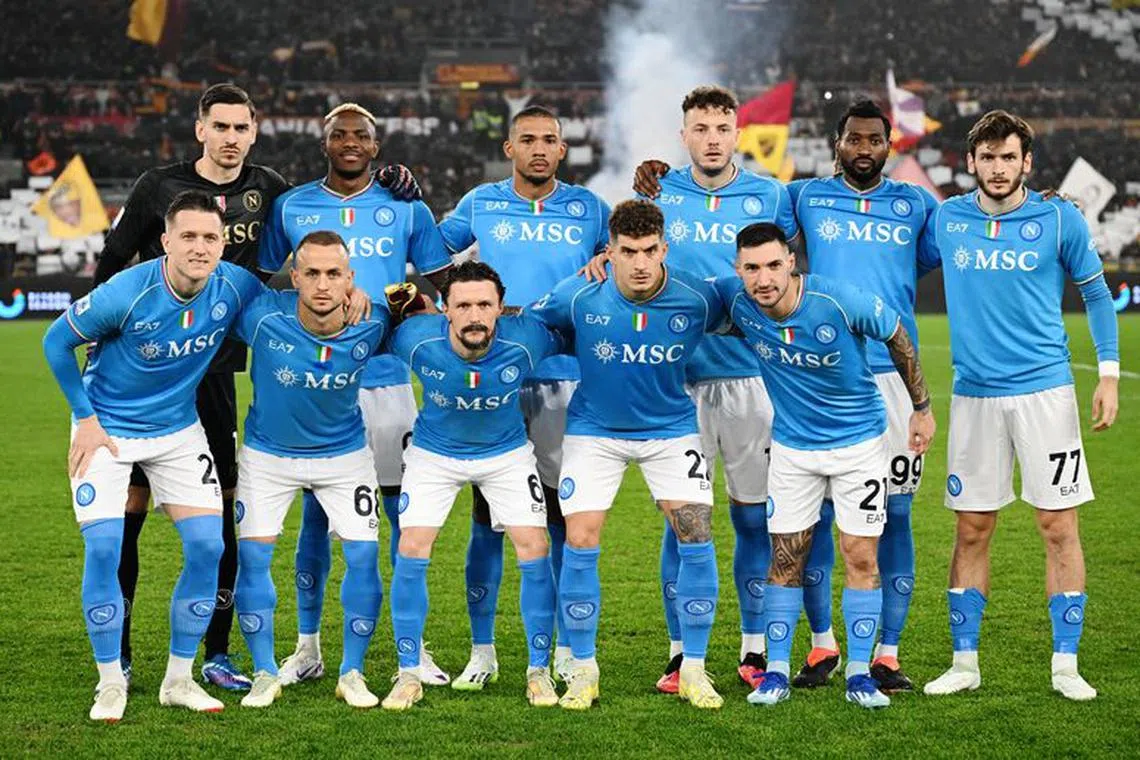 Soccer Football - Serie A - AS Roma v Napoli - Stadio Olimpico, Rome, Italy - December 23, 2023 Napoli players pose for a team group photo before the match REUTERS/Alberto Lingria/File Photo