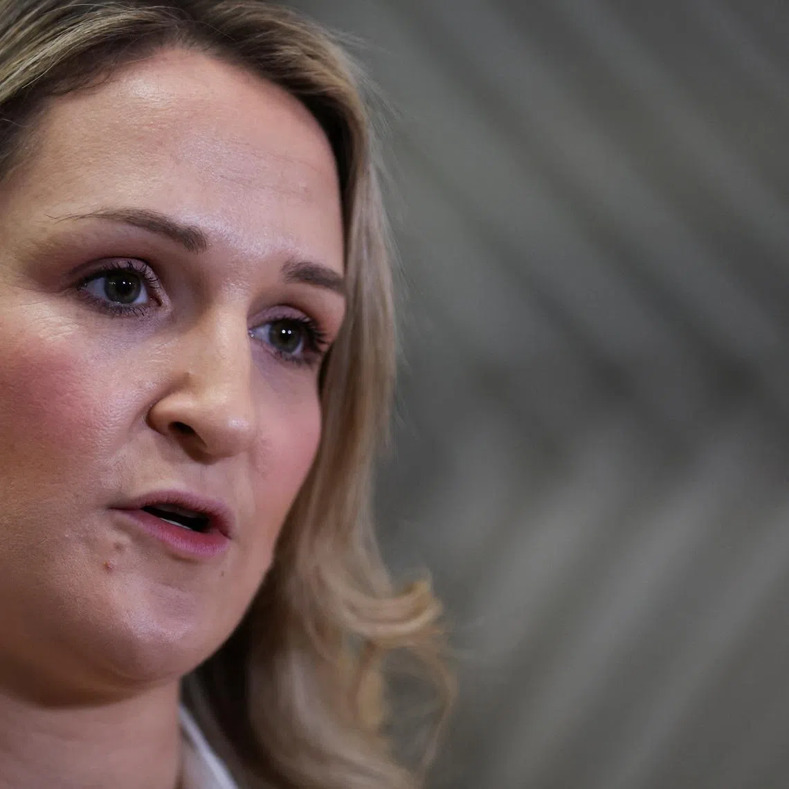 Helen McEntee, Minister for Foreign Affairs of Ireland, speaks on the day she attends an EU Foreign Affairs Council in Brussels, Belgium December 15, 2025. REUTERS/Omar Havana