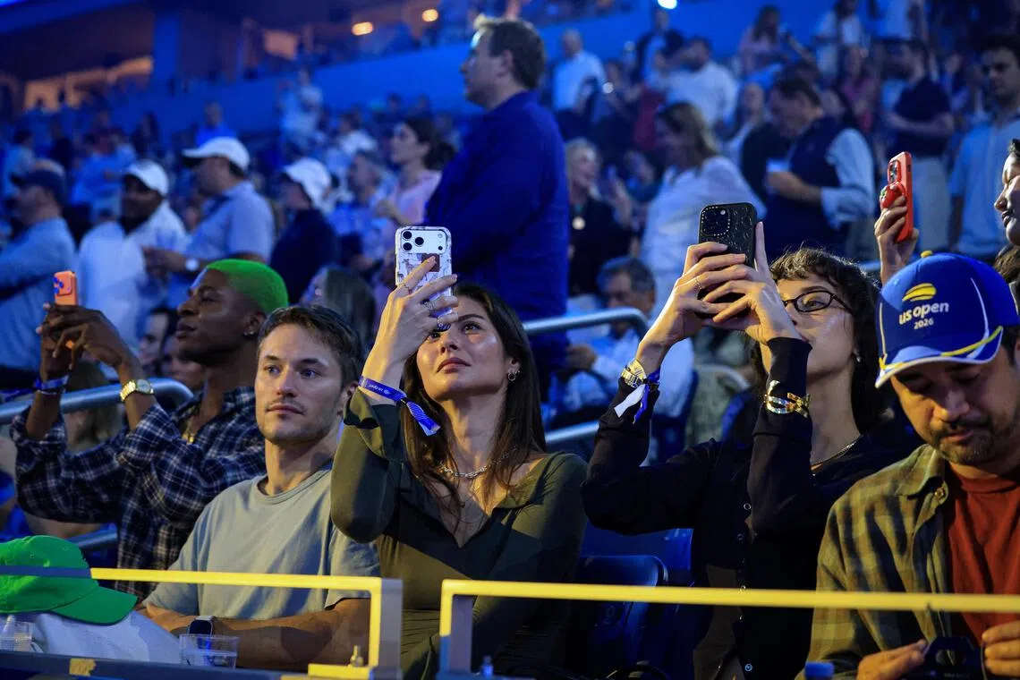 Social media influencers attending the US Open second-round match between Spaniard Carlos Alcaraz and Portugal’s Jaime Faria in New York on Sept 2.
