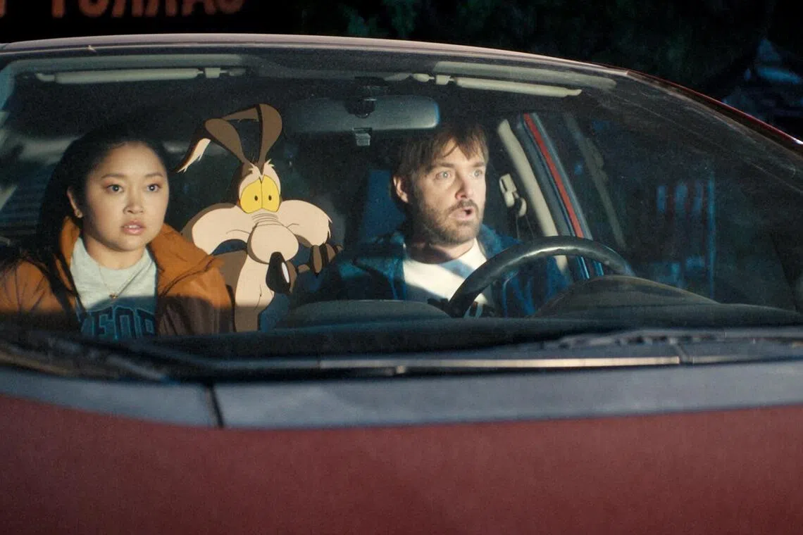 looney12 - (From left) Lana Condor, Wile E. Coyote and Will Forte in Coyote Vs Acme.
source/copyright: Shaw Organisation