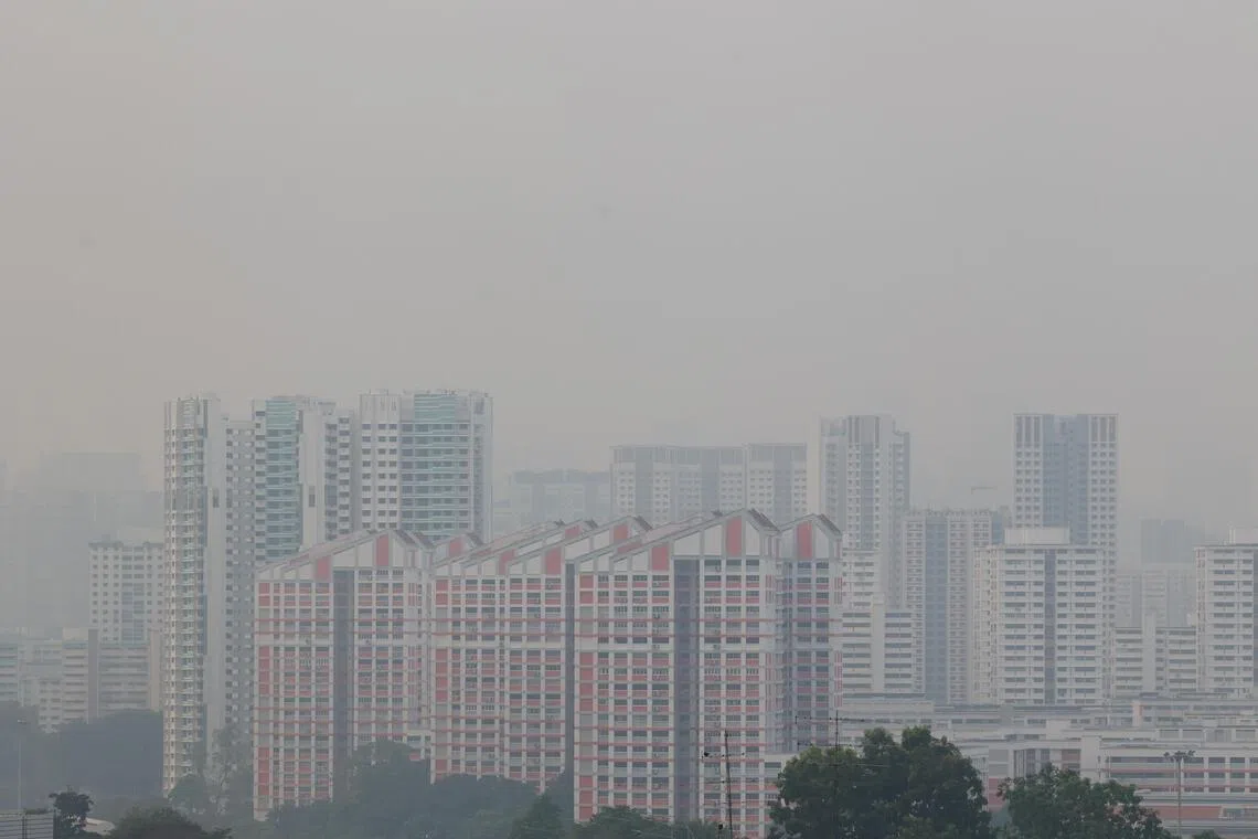 PM2.5 readings were elevated across all regions in Singapore, led by the west at 143, central at 140, south at 134, east at 117 and north at 92.