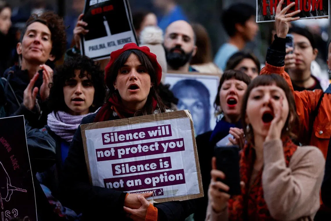 FILE PHOTO: People attend a demonstration to protest against femicide, sexual violence and all gender-based violence ahead of the International Day for Elimination of Violence Against Women, in Valletta, Malta November 23, 2025. REUTERS/Darrin Zammit Lupi/File Photo