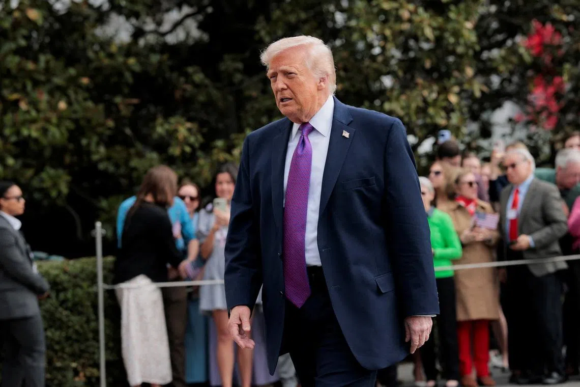 U.S. President Donald Trump walks as he heads to Marine One to travel to Ohio and Kentucky, from the White House in Washington, D.C., U.S., March 11, 2026. REUTERS/Brian Snyder