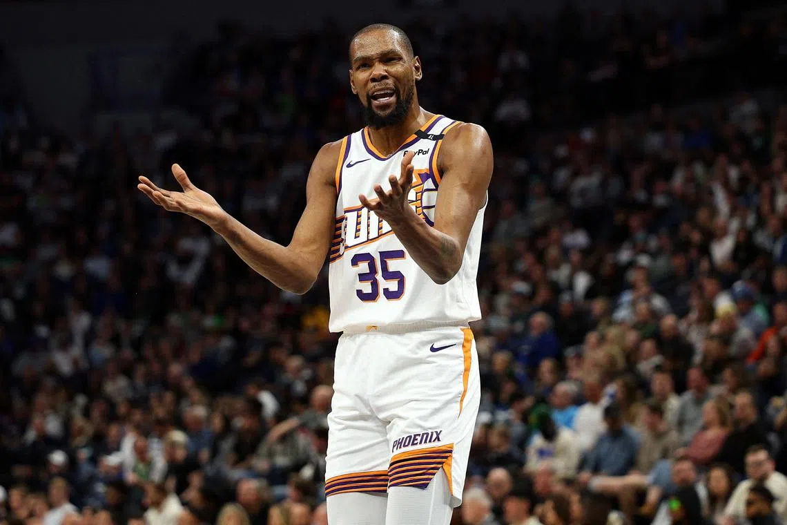 Kevin Durant is averaging 26.8 points per game to be the National Basketball Association's sixth-leading scorer but his Phoenix Suns are a woeful 35-39 and outside of the play-off places.