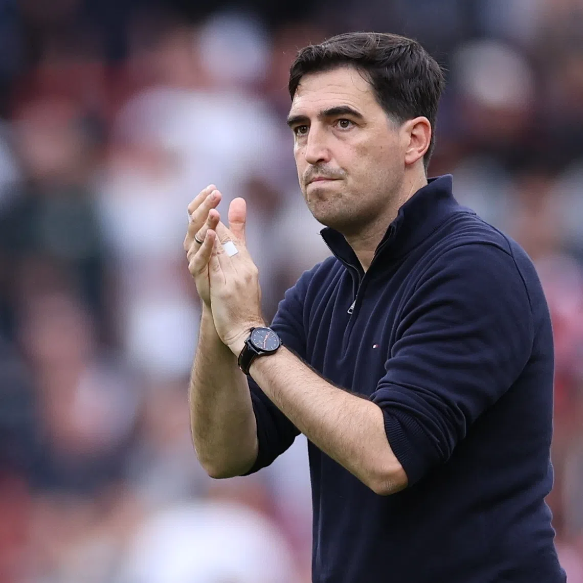 epa13234605 Liverpool's head coach Andoni Iraola greets their supporters after the English Premier League match between Liverpool FC and Fulham FC, in Liverpool, Britain, 12 September 2026.  EPA/ADAM VAUGHAN EDITORIAL USE ONLY. No use with unauthorized audio, video, data, fixture lists, club/league logos, 'live' services or NFTs. Online in-match use limited to 120 images, no video emulation. No use in betting, games or single club/league/player publications.