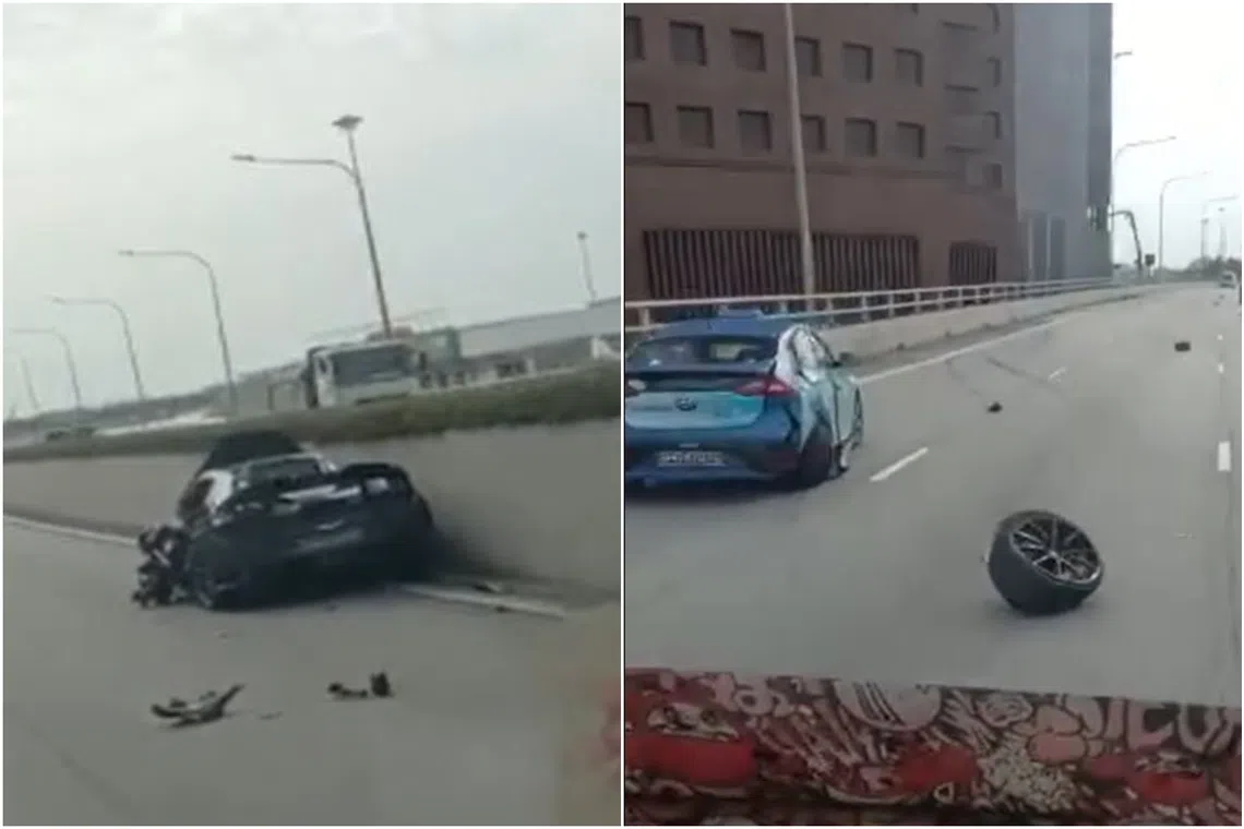 The police said they were alerted to the accident along AYE towards Marina Coastal Expressway at about 9.20am on Saturday.