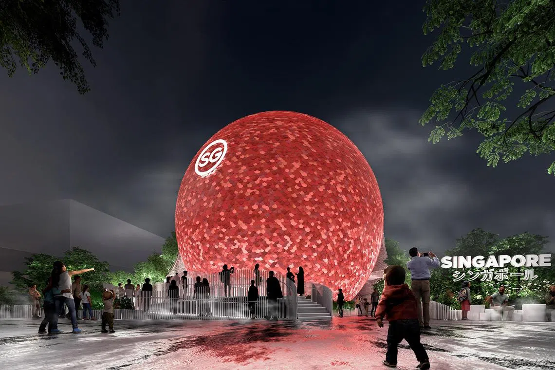 An artist’s rendition of the Singapore Pavilion at night at the Osaka World Expo, a six-month anticipated tourism extravaganza which will begin on April 13, 2025.