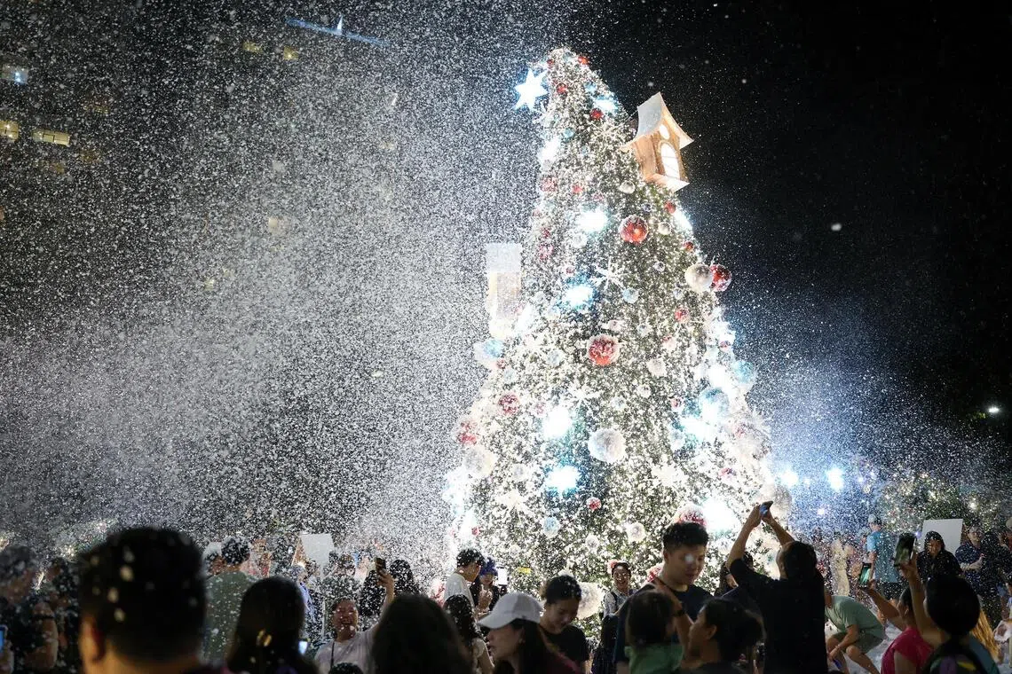 clsnow - ST20251127_202542100974. Liu Ying. The artificial snow atTanglin Mall’s Snow Splendoursmomentarily transports one into a snowy scene.
