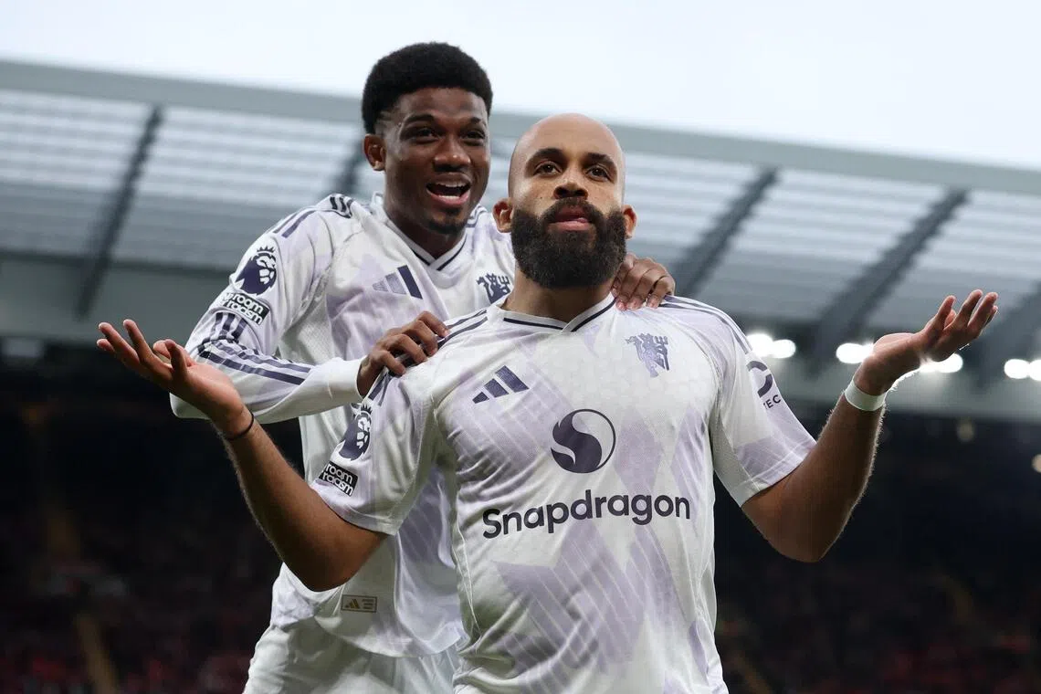 Africa Cup ‍of Nations-bound Amad Diallo (left) and Bryan Mbeumo have struck a good partnership on Manchester United's right wing.