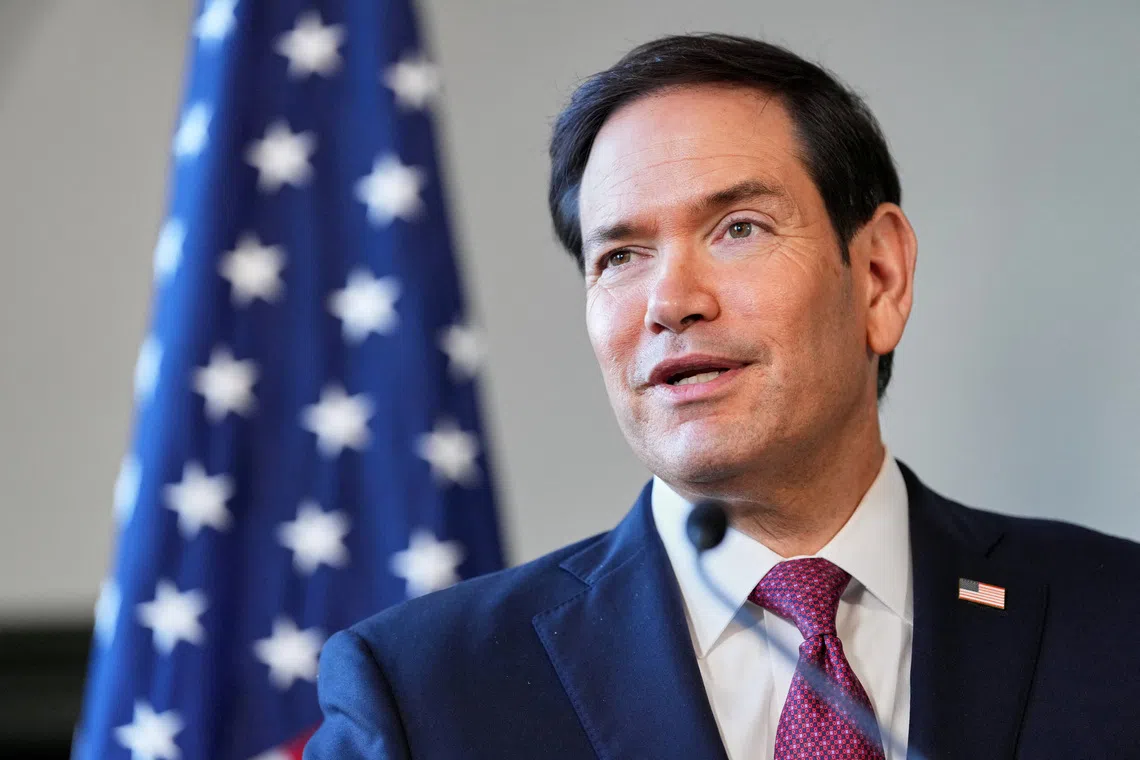 U.S. Secretary of State Marco Rubio speaks during a press conference with Iceland's Foreign Minister  Thorgerdur Katrin Gunnarsdottir at the House of Collections, Tuesday, Oct. 6, 2026, in Reykjavik, Iceland.     Mark Schiefelbein/Pool via REUTERS