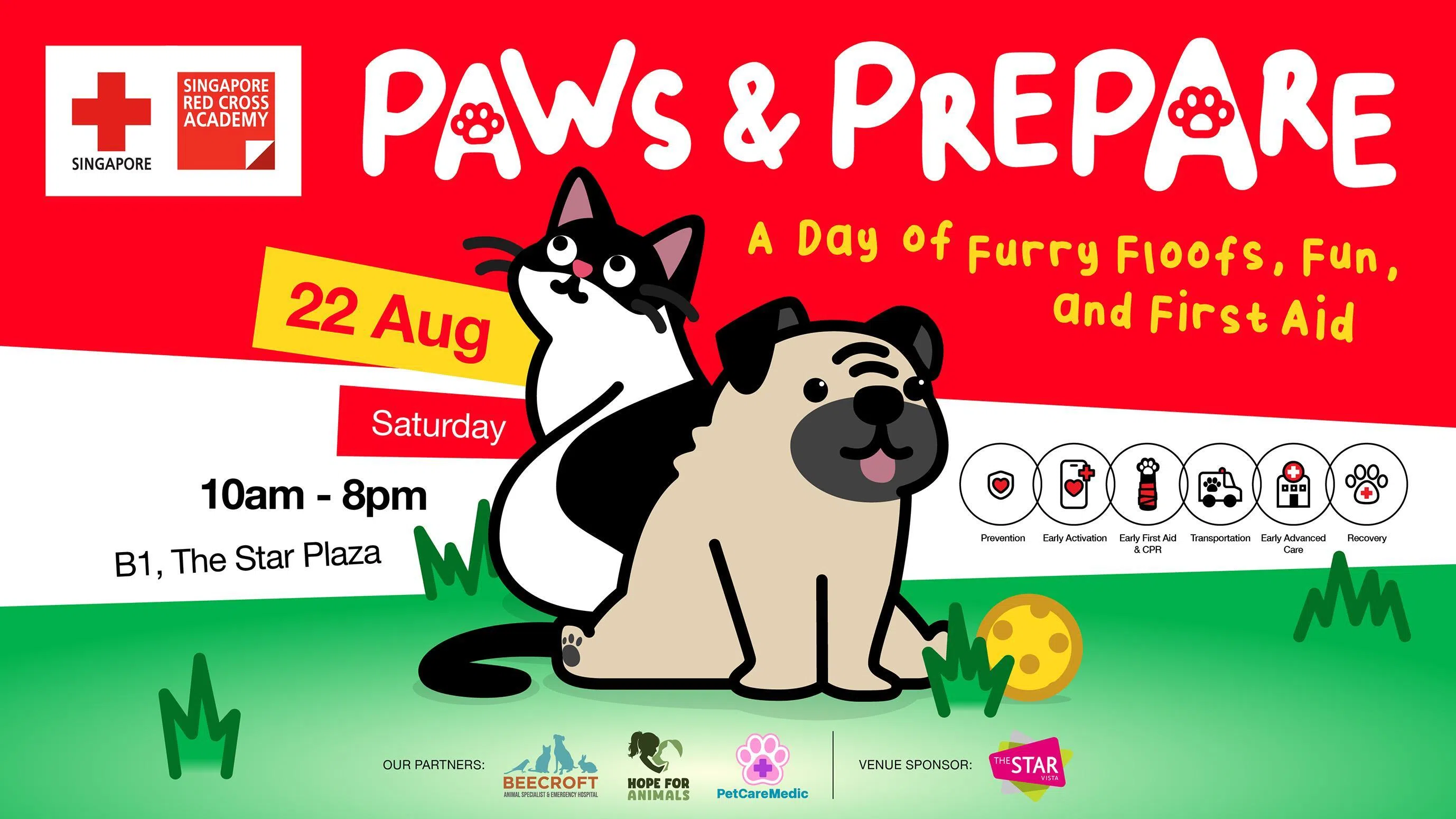 Singapore Red Cross Academy’s Paws & Prepare pets first-aid event programme.