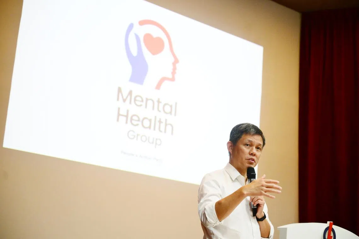 Education Minister and PAP assistant secretary-general Chan Chun Sing speaking at the group's launch on Oct 5.