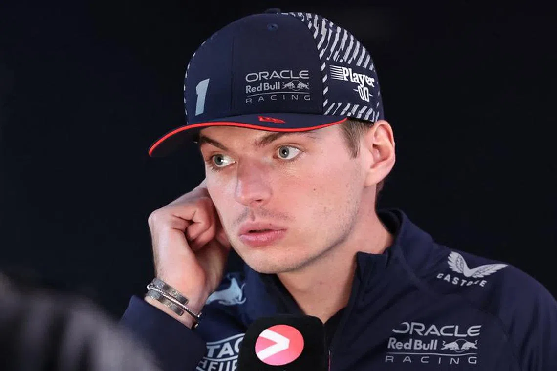 Formula One F1 - Las Vegas Grand Prix - Las Vegas Strip Circuit, Las Vegas, Nevada, U.S. - November 15, 2023 Red Bull's Max Verstappen talks to the media ahead of the Las Vegas Grand Prix REUTERS/Finn Blake/ File Photo