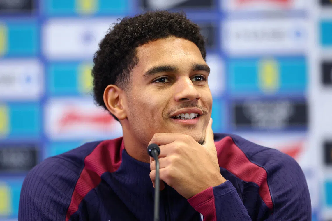 Soccer Football - International Friendly - England Press Conference - St. George's Park, Burton upon Trent, Britain - October 6, 2025 England's Jarell Quansah during the press conference Action Images via Reuters/Matthew Childs