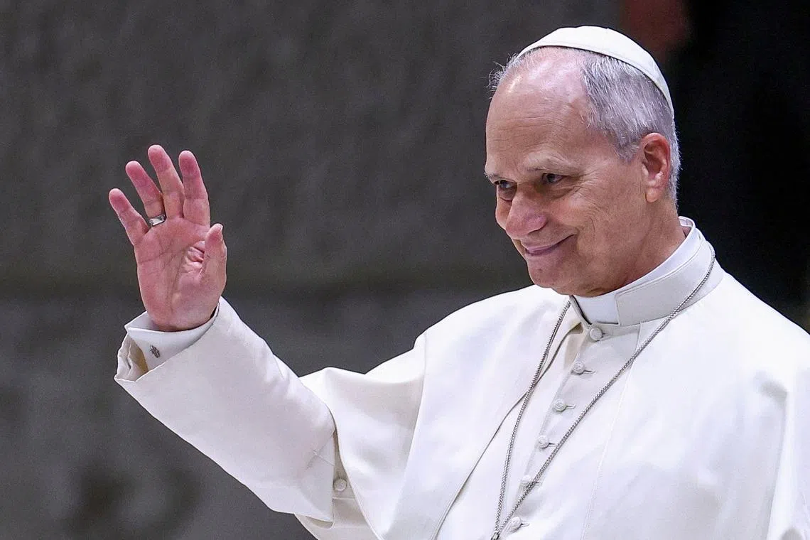 Pope Leo XIV gestures during the weekly general audience in the Paul VI Hall at the Vatican, January 7, 2026. REUTERS/Guglielmo Mangiapane/File Photo